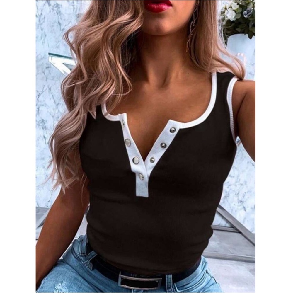 Colorblock Snap Tank Top